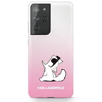 Klhcs21Lcfnrcpi Karl Lagerfeld Pc Tpu Choupette Eats Cover for Samsung Galaxy S21 Ultra Gradient Pink  3700740496985