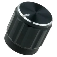 Knob with pointer aluminium,thermoplastic Øshaft 6Mm black  Gc6M-15X16