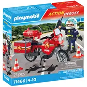 Playmobil Action Heroes Ugunsdzēsēju motocikls un naftas noplūdes incidents 71466  71466P 4008789714664