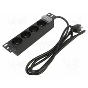 Plug socket strip protective Sockets 4 250Vac 16A black  Qs-54602 54602