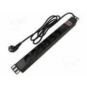 Plug socket strip protective Sockets 6 230Vac 16A black 2M  Pdu-06E-0200 Pdu-06E-0200-Bk