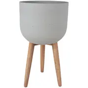 Puķu pods Sandstone ar koka kājām D40Xh73,5Cm, pelēks  72428 4741243724280