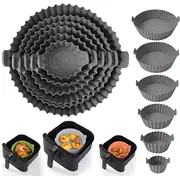 Riff atkārtoti lietojamas nepiedegošas silikona veidnes gaisa fritieriem/krāsnīm ar viļņotām malām 6 gab.  Rf-Molds-6 4752219016735