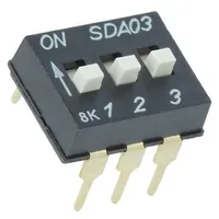 Switch Dip-Switch Poles number 3 On-Off 0.025A/24Vdc Pos  Sda03H1Bd