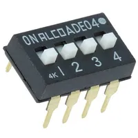 Switch Dip-Switch Poles number 4 On-Off 0.1A/24Vdc Pos 2  1825360-3