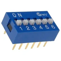 Switch Dip-Switch Poles number 6 On-Off 0.05A/12Vdc Pos 2  Ds-06