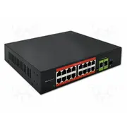 Switch Ethernet Iec C13,Rj45 socket x18,SFP x1 Pnp,Poe Poe  Qoltec-52291 52291