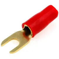 Terminal fork M4 6Mm2 gold-plated insulated red  Kon6/50-Rd 30.4460-02