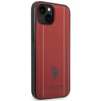U.s. Polo Pu Leather Stitched Lines Case for iPhone 14 Plus Red  Ushcp14Mpfar 3666339073275