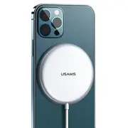 Usams Cd160 W2 Magsafe bezvadu lādētājs Apple tālruņiem 15W  3A sudraba Cd160Dz01 6958444940618