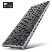 Axagon Hmc-Kb keyboard Usb-C 5Gbps with Hub, microSD/SD, 3X Usb-A, Hdmi 4K/60Hz, Pd 100W, Audio, Us layout  Hmc-Kb-Us 8595247908087