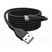 Cable Usb 2.0 A plug,USB C plug nickel plated 2M black  Ak-300340-020-S