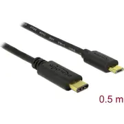 Delock Cable Usb Type-CTrade 2.0 male Gt Type Micro-B 0.5 m black  83333 4043619833337