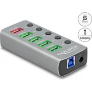 Delock Usb 5 Gbps Hub with 4 Ports  1 Fast Charging Port Switch and Illumination 63262 4043619632626