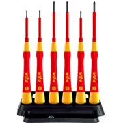 Feinschraubendreher-Set Picofinish electric Rot/Gelb, 7-Teilig, inkl. Halter  42989 4010995429898