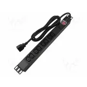 Plug socket strip protective Sockets 8 230Vac 16A black 2M  Pdu-08I-0200-C20 Pdu-08I-0200-C20-Bk