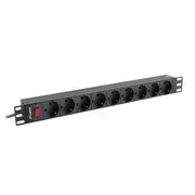 Lanberg Pdu-09F-0300-Bk power distribution unit Pdu 9 Ac outlets 1U Black  Grey 5901969428261