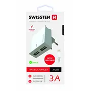 Swissten Premium Tīkla Lādētājs 2X Usb 3А / 15W Ar Lightning vadu 1.2M  Sw-Det-3Awcl-Wh 8595217463318