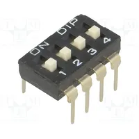 Switch Dip-Switch Poles number 4 On-Off 0.1A/24Vdc Pos 2  Eah104E Ndi-04H-V