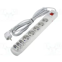 Plug socket strip protective Sockets 8 250Vac 10A grey  R8/50/Sz