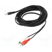 Cable Jack 3.5Mm plug,RCA plug x2 5M black Pvc  Cv212-5.0