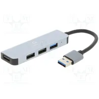 Hub Usb A socket x4,USB plug 2.0,Usb 3.1 grey  Uhb-U3P1U2P3-01