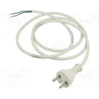 Cable 2X1Mm2 Cee 7/17 C plug,wires Pvc 1.5M white 16A 250V  Wj-20-2/10/1.5Wh