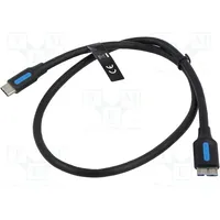 Cable Usb 3.0 B micro plug,USB C plug nickel plated 0.5M  Cqabd