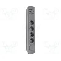 Plug socket strip protective Sockets 4 230Vac 16A grey  Qs-50281 50281