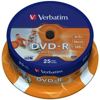 Matricas Dvd-R Azo Verbatim 4.7Gb 16X Wide Printable Id Brand 25 Pack Spindle  Ecvrbdmrl25 023942435389 43538