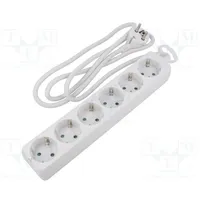 Plug socket strip supply Sockets 6 250Vac 16A white 1.5M  Lps238