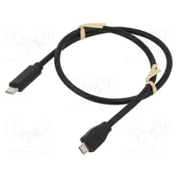 Cable Usb 2.0 B micro plug,USB C plug 1M black 480Mbps  Cu0197