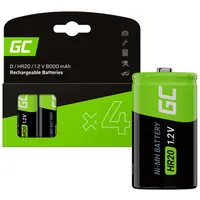 Green Cell Rechargeable Batteries 4X D R20 Hr20 Ni-Mh 1.2V 8000Mah  59078139630498