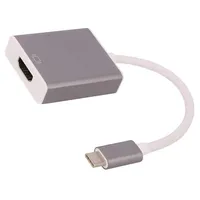 Adapter Usb 3.1 Hdmi socket,USB C plug 0.18M white silver  Qoltec-50427 50427