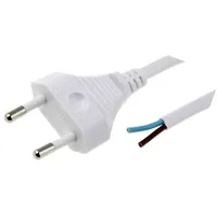 Cable 2X0.75Mm2 Cee 7/16 C plug,wires Pvc 1.8M white 2.5A  S1-2/07/1.8Wh