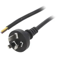 Cable 3X0.75Mm2 As/Nzs 3112 I plug,wires Pvc 1.8M black  S27-3/07/1.8Bk