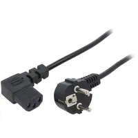 Cable 3X0.75Mm2 Cee 7/7 E/F plug angled,IEC C13 female 90  Kab-Eul-P3L-1.8-Bk