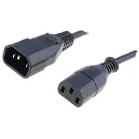 Cable 3X0.75Mm2 Iec C13 female,IEC C14 male Pvc 0.5M black  Wn111-3/07/0.5B