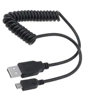 Cable coiled,USB 2.0 Usb A plug,USB B micro plug black  Tcab-144 62334