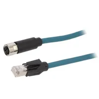 Cable for sensors/automation Pin 8 female X code-ProfiNET  Tpu12Fbf08Xrj100Pu Pxptpu12Fbf08Xrj100Pu