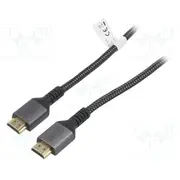Cable Hdmi plug,both sides textile 2.1 2M black  Db-330200-020-S
