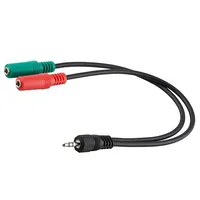 Cable Jack 3.5Mm 3Pin socket x2,Jack 3,5Mm 4Pin plug 0.3M  Avk-417-0030 50467