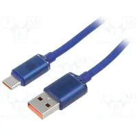 Cable Usb 2.0 A socket,USB C plug 1.2M blue textile 100W  Cajy000403