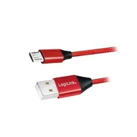 Cable Usb 2.0 A plug,USB B micro plug 1M red Pvc textile  Cu0152