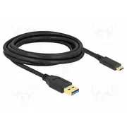 Cable Usb A plug,USB C plug 3M black 22Awg,30Awg 10Gbps  Delock-84006 84006