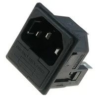 Connector Ac supply socket male 10A 250Vac Iec 60320 C14 E  Pf0033/10/63
