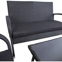 Dārza mēbeļu komplekts Vienna galds, dīvāns un 2 atzveltnes krēsli, melni  20539 4741243205390