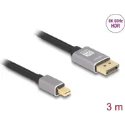 Delock Mini Displayport to cable 8K 60 Hz 3 m grey metal without latch  81093 4043619810932