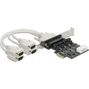 Delock Pci Express x1 Card to 4 x Serial Rs-232 with voltage supply 5 V / 12  89895 4043619898954