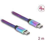 Delock Usb 2.0 Cable Type-CTrade male to with metal jacket iridescent Pd 3.0 60 W 2 m  81116 4043619811168